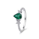 Smaragdring 750/18 K Weissgold mit Diamanten 0.09 ct