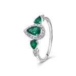 Bague émeraude or gris 750/18 ct avec diamants 0.09 ct