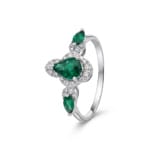 Smaragdring 750/18 K Weissgold mit Diamanten 0.12 ct