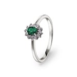 Smaragdring 750/18 K Weissgold mit Diamanten 0.15 ct H/si