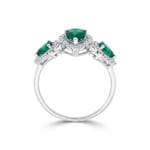 Smaragdring 750/18 K Weissgold mit Diamanten 0.18 ct - RI-73760-SMA-WG