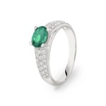 Bague émeraude or gris 750/18 ct avec diamants 0.35 ct H/si Ø 56