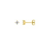 Solitaire Stud Earrings 375/9 K Yellow Gold with Lab Grown Diamonds 0.20 ct