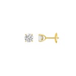 Clous d'oreilles solitaire or jaune 750/18 ct avec diamants de laboratoire 1.40 ct