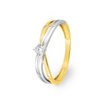 Bague solitaire or jaune 375/9 ct bicolore avec zircone - 09SA813BZ