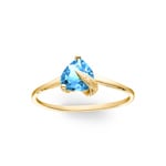 Bague solitaire or jaune 375/9 ct avec topaze bleue cœur - 09FA018JT
