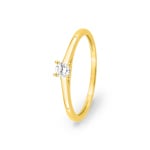 Bague solitaire or jaune 375/9 ct avec diamant de laboratoire 0.10 ct