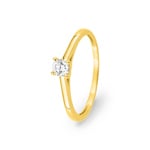 Bague solitaire or jaune 375/9 ct avec diamant de laboratoire 0.15 ct
