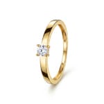 Bague solitaire or jaune 375/9 ct avec diamant de laboratoire 0.15 ct