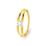 Solitaire Ring 375/9 K Yellow Gold with Cubic Zirconia