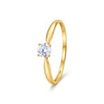 Bague solitaire or jaune 375/9 ct avec zircone en 4 griffes - 09SG37JZ