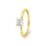 Solitärring 375/9 K Gelbgold mit Zirkonia in 4-Griff
