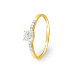 Bague solitaire accompagné or jaune 375/9 ct avec zircones
