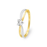 Bague solitaire or jaune 375/9 ct rhodié avec zircone cœur - 197257.Z3