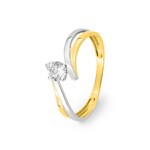 Bague solitaire or jaune 375/9 ct rhodié avec zircone rondee - 09SA808BZ
