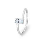 Solitärring 375/9 K Weissgold mit Aquamarin oval