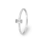 Solitärring 375/9 K Weissgold mit Baguette Zirkonia