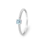 Bague solitaire or gris 375/9 ct avec topaze bleue ronde - 197457.T1