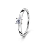 Solitaire Ring 375/9 K White Gold with Lab Grown Diamond 0.25 ct