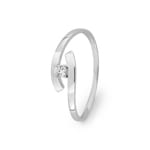Bague solitaire or gris 375/9 ct avec zircone