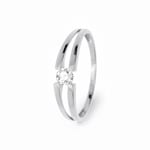 Solitaire Ring 375/9 K White Gold with Cubic Zirconia