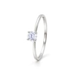 Bague solitaire or gris 375/9 ct avec zircone en 4 griffes