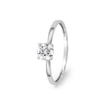 Solitärring 375/9 K Weissgold mit Zirkonia in 4-Griff