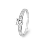 Solitärring 375/9 K Weissgold mit Zirkonia & Seitensteinen
