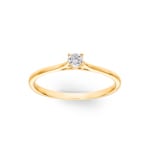 Bague solitaire or jaune 750/18 ct avec diamant 0.12 ct H/Si - RI-70124-GG