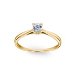 Solitaire Ring 750/18 K Yellow Gold with Cubic Zirconia 4 Prongs - IE012JZ