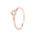 Solitaire Ring 750/18 K Rose Gold with Cubic Zirconia 6 Prongs