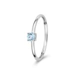 Solitaire Ring 750/18 K White Gold with round Blue Topaz - 1.7458.T1