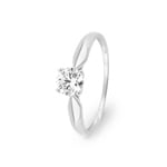 Solitärring 750/18 K Weissgold mit Zirkonia in 4-Griff