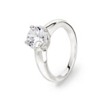 Solitaire Ring 925 Silver rhodium-plated with Cubic Zirconia 4 Prongs Ø 7.5mm