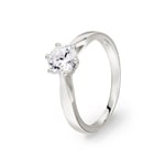 Bague Solitaires Argent 925 rhodié avec zircone 6 griffes Ø 6mm