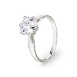 Solitaire Ring 925 Silver rhodium-plated with Cubic Zirconia 6 Prongs Ø 7.5mm