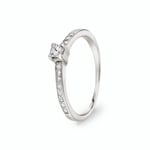 Solitärring 925 Silber rhodiniert mit Zirkonia Ø 3.25mm und Seitensteine