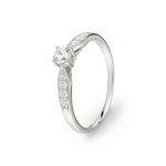 Solitärring 925 Silber rhodiniert mit Zirkonia Ø 3.4mm und Seitensteine