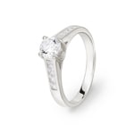 Bague Argent 925 rhodié avec zircones solitaires accompagnés