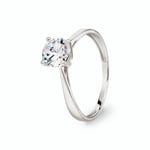 Solitaire Ring 925 Silver rhodium-plated with round Cubic Zirconia Ø 6.5mm