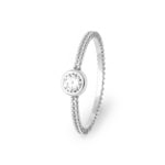 Bague Solitaires Argent 925 Rhodie avec zircone ronde - RI-1906310-925