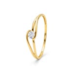 Bague solitaire fantaisie or jaune 375/9 ct avec zircone - 09SB33JZ