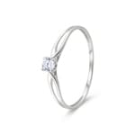 Fantasy Solitaire Ring 375/9 K White Gold with Cubic Zirconia