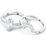 Swarovski Attract Pear ringset, white, rhodium plated - M5563122