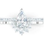 Swarovski Attract Pear ringset, white, rhodium plated - M5563122