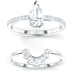 Swarovski Attract Pear ringset, white, rhodium plated - M5563122