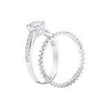Swarovski Attract Ring Set, weiss, rhodiniert