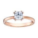 Swarovski Attract Square ring, white, pink gold plated - M5515778