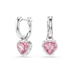 Swarovski Chroma Drop Earrings Heart Pink Rhodium plated