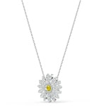 Swarovski Eternal Flower necklace, Yellow, rhodium plated - 5512660